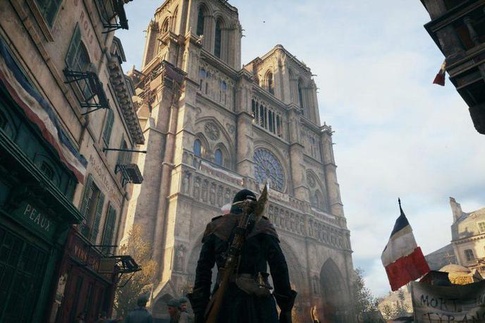 Notre Dame Assassin's Creed Unity | Tako precizno ustvarjene katedrale Notre-Dame kot v videoigri Assassin's Creed Unity v virtualnem svetu najverjetneje ne bomo videli še lep čas. Cerkev je namreč vsaj toliko kot prizorišče dogajanja v igri tudi umetniško delo.  |  Foto: Ubisoft