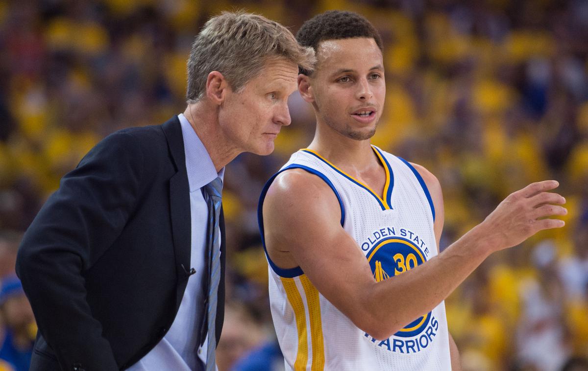 Steve Kerr in Stephen Curry | Foto Reuters