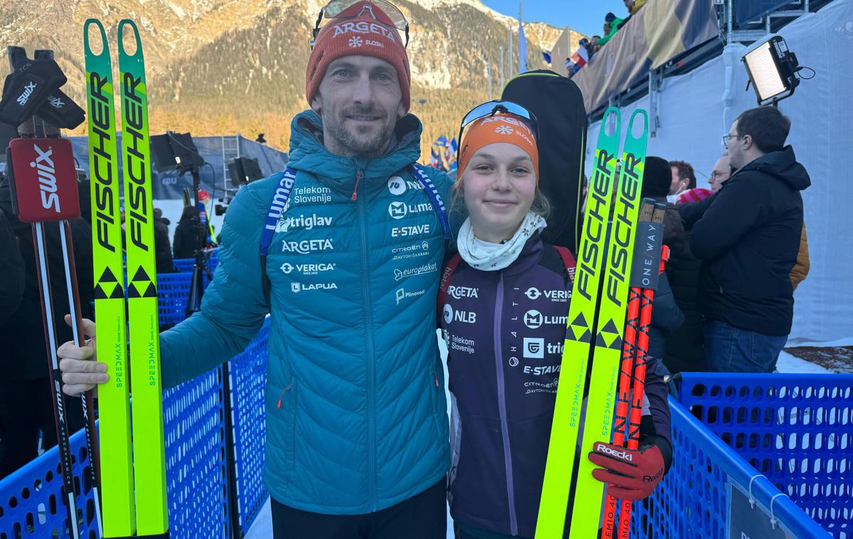 Jakov Fak, Lena Repinc, Lenzerheide | Jakov Fak se je še tretjič na SP v Lenzerheideju prebil do šestega mesta, tokrat v paru z mlado Leno Repinc. | Foto SloSki biatlon