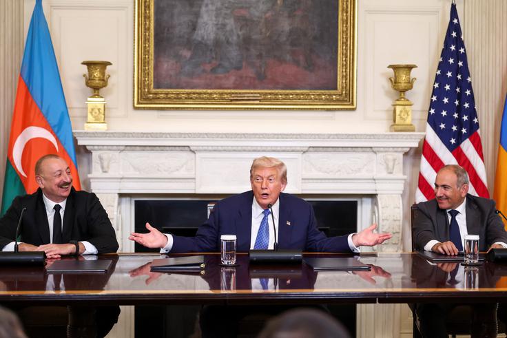 Donald Trump, Ilham Alijev, Nikola Pašinjan | Foto: Reuters