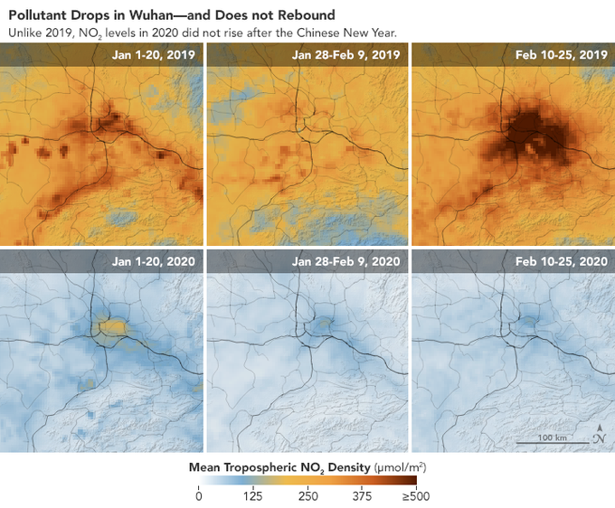 Nasa, Kitajska, onesnaženje, koronavirus | Foto: NASA