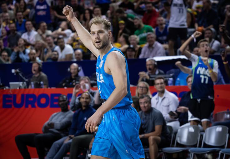 Jaka Blažič je v prvem polčasu dosegel tri trojke. | Foto: Vid Ponikvar