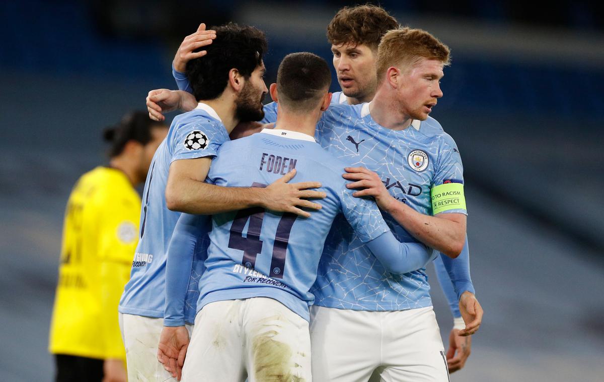 Man City | Manchester City si je po zaslugi zadetkov Phila Fodna in Kevina de Bruyna zagotovil tesno zmago nad Borussio. | Foto Reuters