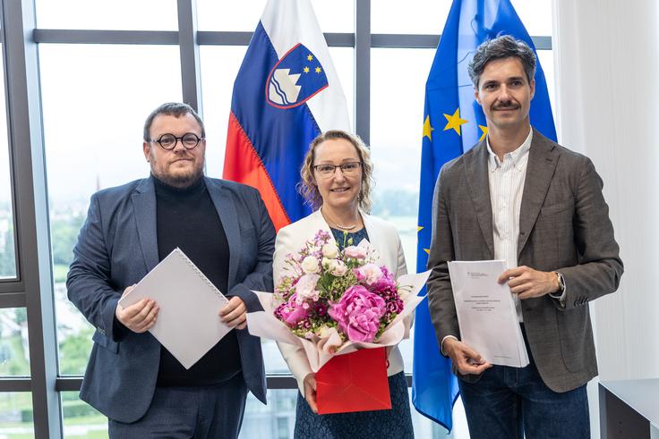 Luka Mesec Luko Mescem, Simon Maljevec in Mateja Ribič | Foto: Ana Kovač