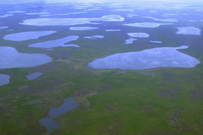 Ko govorimo o toplogrednih plinih, ujetih v permafrost, govorimo o več sto milijardah ton metana. Tole je pokrajina v bližini mesta Čerski na skrajnem severovzhodu Sibirije. | Foto: Reuters