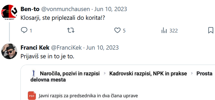 twitter Franci Kek | Foto: zajem zaslona Franci Kek