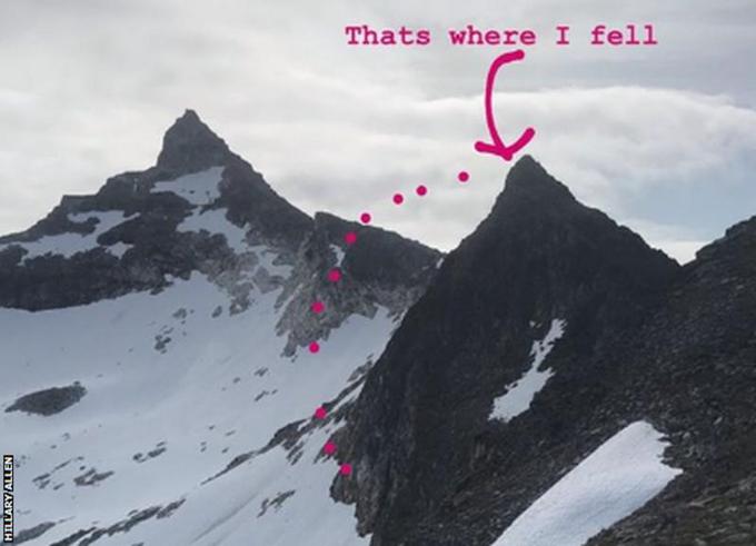 "Tukaj sem padla." | Foto: Hillary Allen/Instagram
