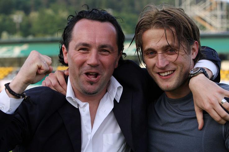 Slaviša Stojanović je v šampionskih Domžalah v sezoni 2007/08 sodeloval tudi s hrvaškim napadalcem Dariom Zahoro, ki je bil takrat najboljši strelec prvenstva. | Foto: Aleš Fevžer