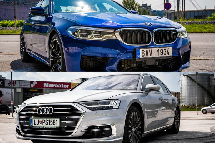 Audi A8L in BMW M5 | BMW M5 ali audi A8? Dva svetova, dve različni izbira, obakrat vrhunska vozniška izkušnja. | Foto plac.siol.net