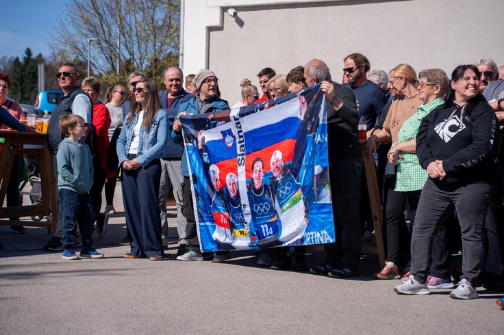 Nika Vodan Anže Lanišek sprejem | Foto: Jakob Pintar/STA