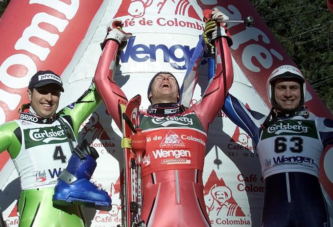 Zadnje slalomske stopničke: Mitja Kunc (na fotografiji levo), 13. 1. 2002 | Foto: Reuters