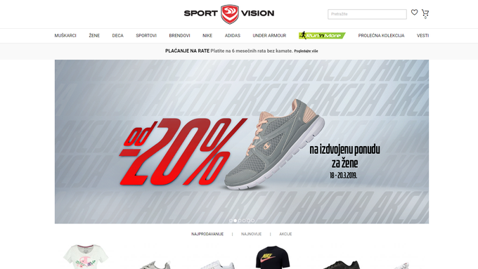 Posnetek spletne strani podjetja Sport Vision. | Foto: www.sportvision.rs