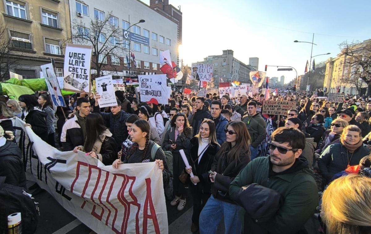 protesti, Novi Sad | Srbijo je zajel val protestov novembra lani po padcu nadstreška na železniški postaji v Novem Sadu, ki je zahteval 16 življenj. | Foto STA