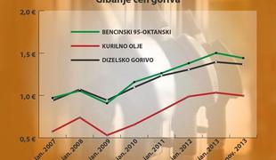 V času gospodarske krize se je bencin podražil za 50 odstotkov