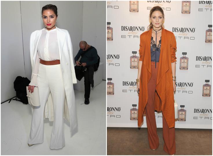 Dve Olivii znata: Olivia Culpo v beli in Olivia Palermo v rjavi opravi.  | Foto: Getty Images