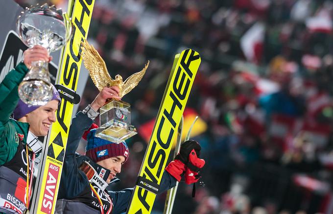 Kamil Stoch še drugič v karieri drži v rokah zlatega orla. | Foto: Sportida