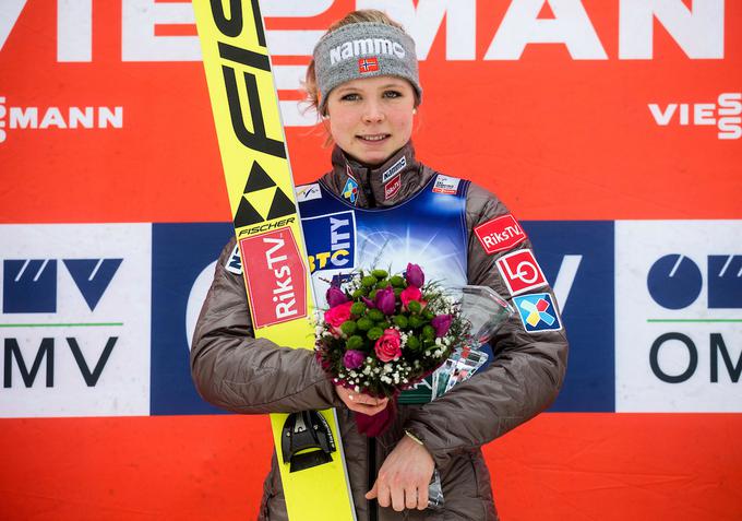 Zmagovalka Maren Lundby se je še utrdila v vodstvu skupnega seštevka. | Foto: Sportida