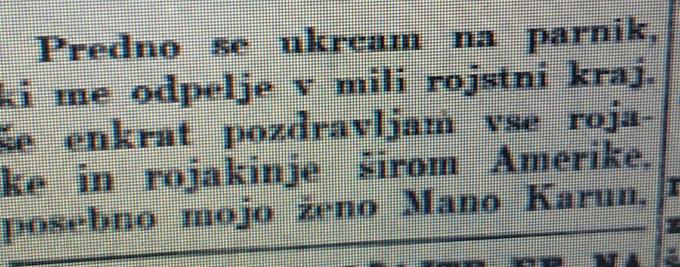 Sporočilo Franca Karuna v časopisu Glas naroda, najstarejšemu listu slovenskih delavcev v ZDA. | Foto: 