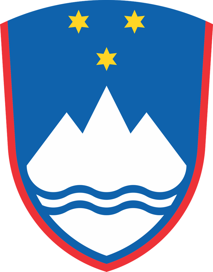 Grb Republike Slovenije, ki ga stroka uvršča med embleme zaradi upodobitve zobčastega lika in ne heraldične gore ter rdeče obrobe.
Avtor Marko Pogačnik, 1991. | Foto: 