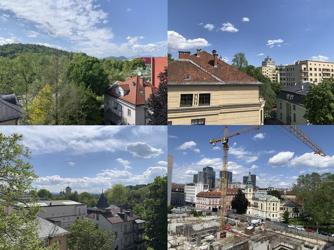 Pogledi iz 4. nadstropja Ville Schellenburg: proti Šišenskemu hribu, Nebotičniku in Ljubljanskemu gradu, Pravoslavni cerkvi sv. Cirila in Metoda ter Karavankam.  | Foto: 