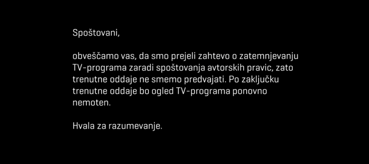 Obvestilo, ki je med Evrovizijo na HRT pričakalo naročnike Telekoma Slovenije. | Foto: Posnetek zaslona