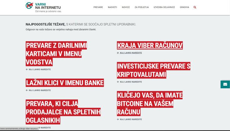 Spletna stran Varni na internetu | Foto: zajem zaslona