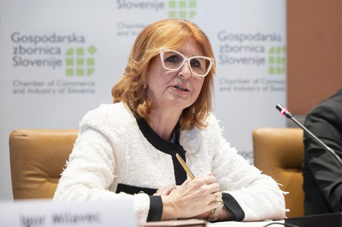 Gospodarska zbornica Slovenije (GZS) | Dobički družb – ob neupoštevanju panog energetike, bančništva, zavarovalništva in farmacije – po besedah Vesne Nahtigal padajo od leta 2023. | Foto STA