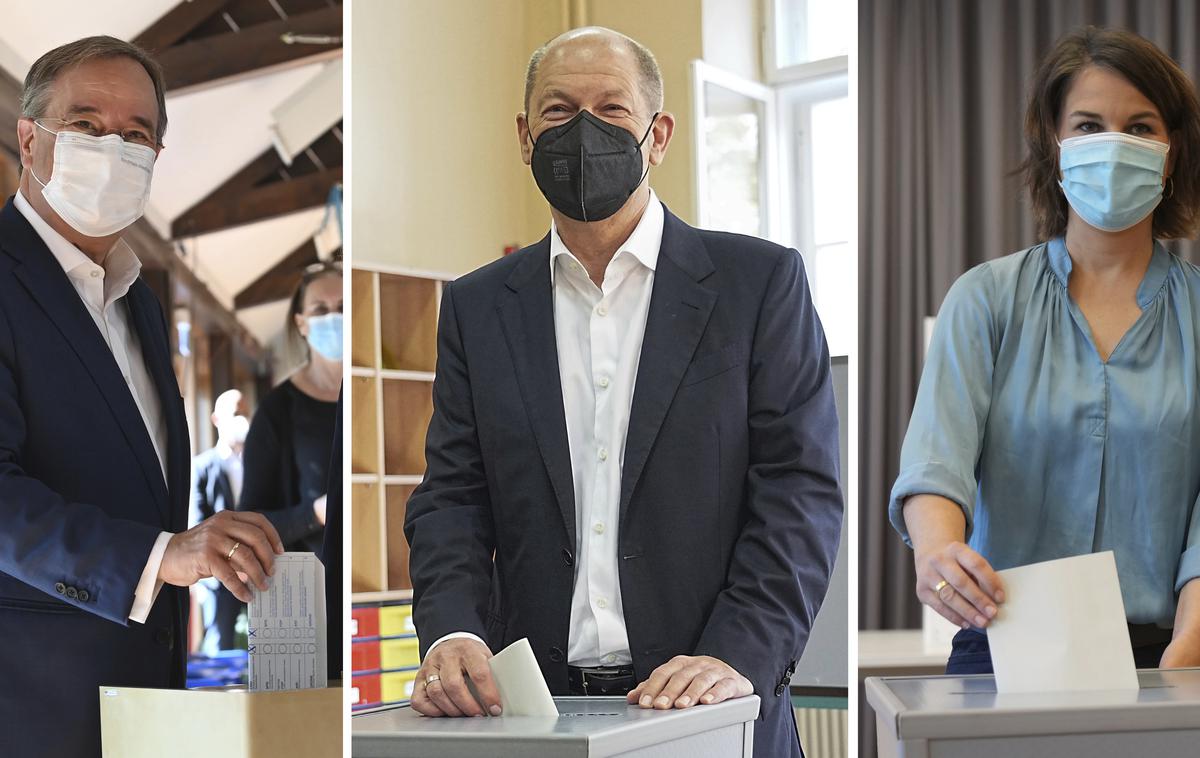 Armin Laschet, Olaf Scholz in Annalena Baerbock | Nemški volivci so imeli letos na izbiro precej povprečne kanclerske kandidate. Od leve proti desni: Armin Laschet (CDU/CSU), Olaf Scholz (SPD) in Annalena Baerbock (Zeleni).  | Foto Guliverimage