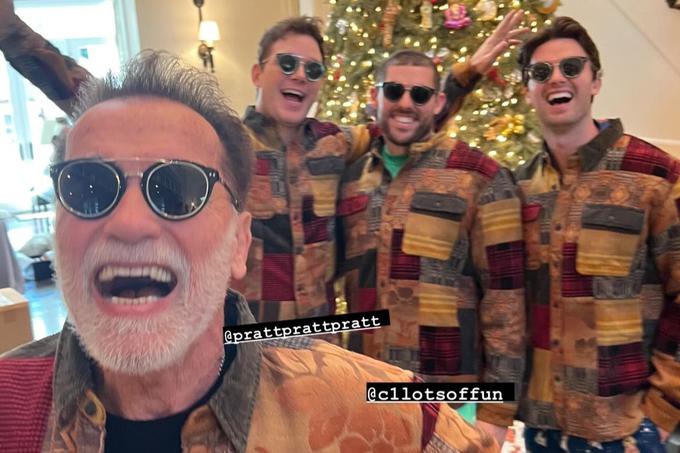 Arnold Schwarzenegger, Chris Pratt, Christopher Schwarzenegger in Patrick Schwarzenegger. | Foto: Instagram/@patrickschwarzenegger