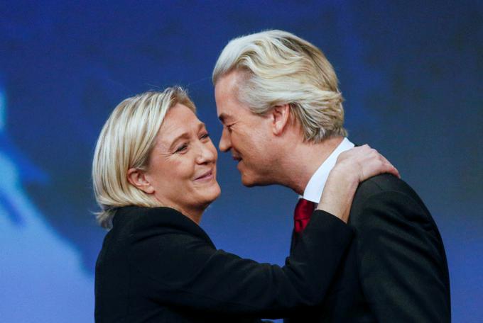 Marine Le Pen in Geert Wilders sta že nekaj časa tesna zaveznika. Oba sta tudi navdušeno pozdravila  zmago Donalda Trumpa na ameriških predsedniških volitvah novembra lani. | Foto: Reuters