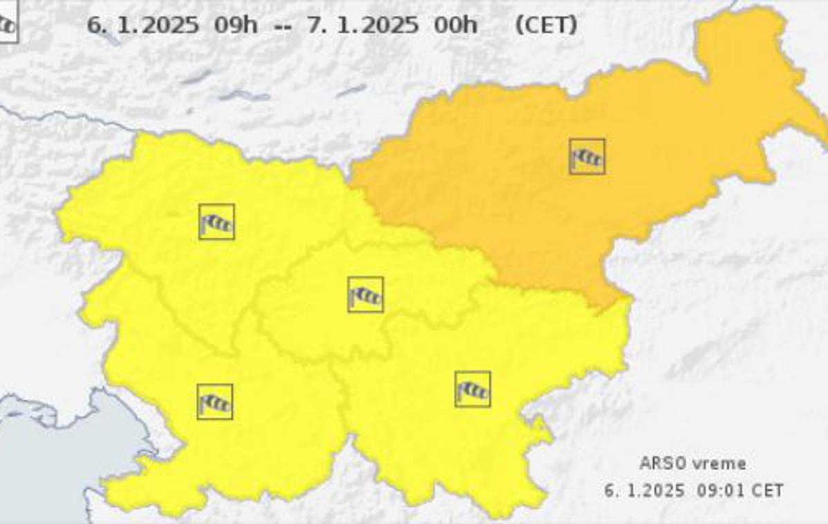 oranžno opozorilo veter Slovenija | Spremljala nas bosta veter in dež, tudi temperature bodo precej višje kot pretekle dni.  | Foto Arso