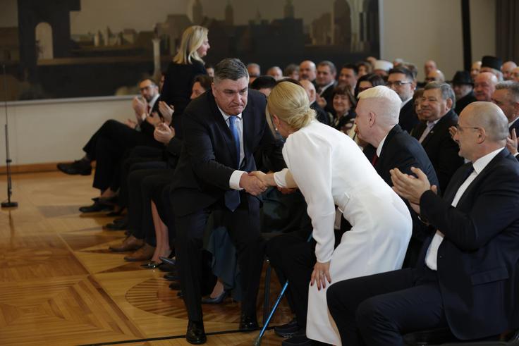 Februarja 2025 je Milanoviću na inavguraciji čestitala tudi nekdanja predsednica Kolinda Grabar - Kitarović.  | Foto: Grgo Jelavic/Pixsell