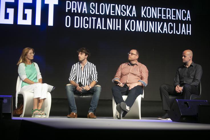 Z leve proti desni: Janja Božič Marolt iz Mediane, Aljoša Bagola iz Pristopa,  strokovnjak za izgorelost Uroš Drčić ter Miha Lavtar iz Optiweba. | Foto: Bojan Puhek