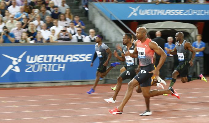 Asafa Powell si je z zmago v Zürichu zagotovil tudi skupno zmago v teku na 100 metrov. | Foto: 