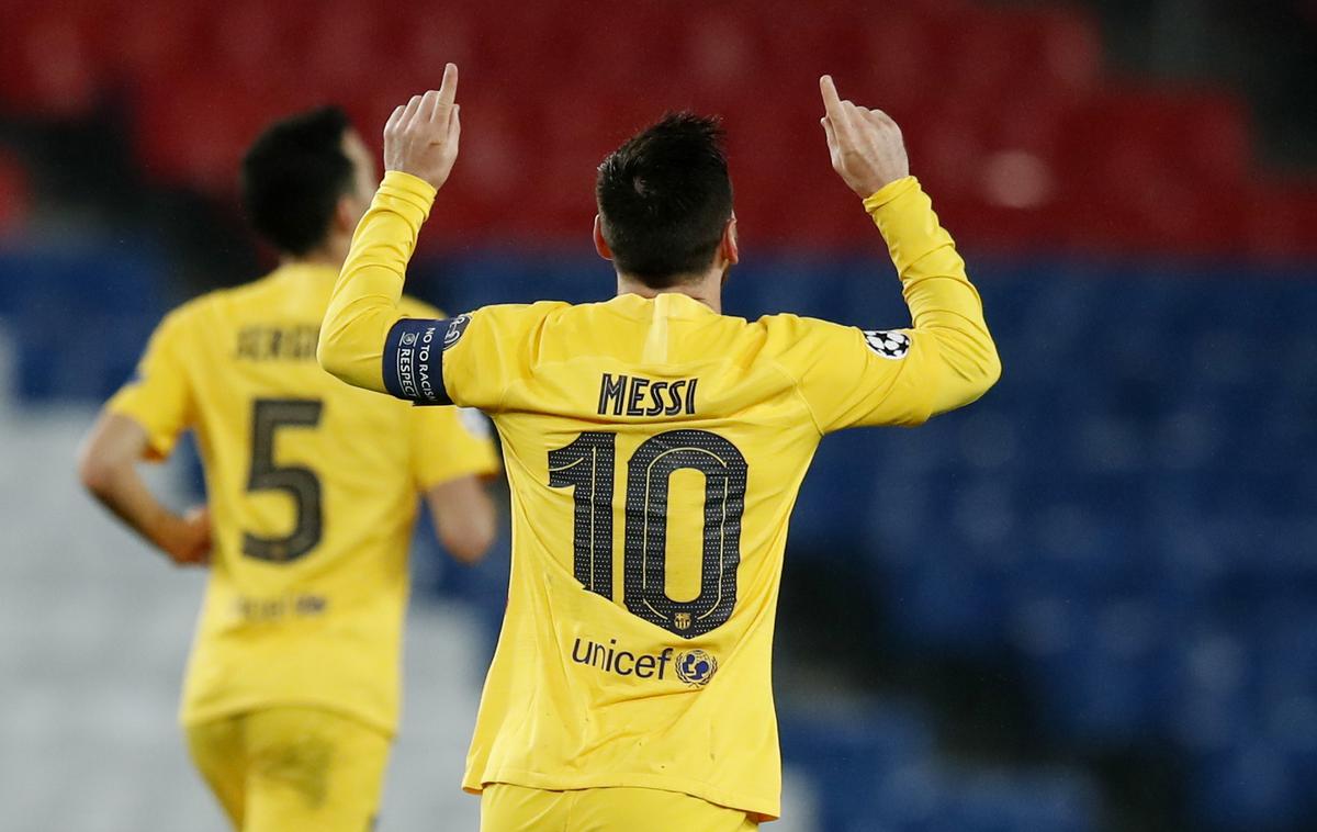 Lionel Messi | Lionel Messi je na povratni tekmi v Parizu navdušil s prekrasnim zadetkom, doseženem po fantastičnem udarcu z razdalje. Takrat je v 37. minuti izenačil na 1:1. | Foto Reuters