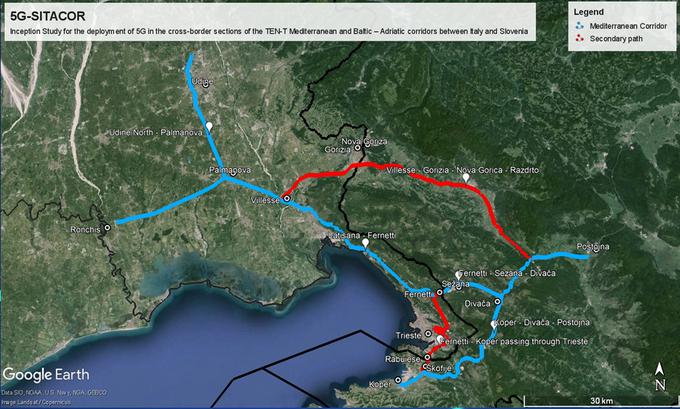Z modro barvo so označeni deli koridorjev, z rdečo pa podporno avtocestno omrežje za primer izrednih dogodkov. | Foto: Srdjan Cvjetović