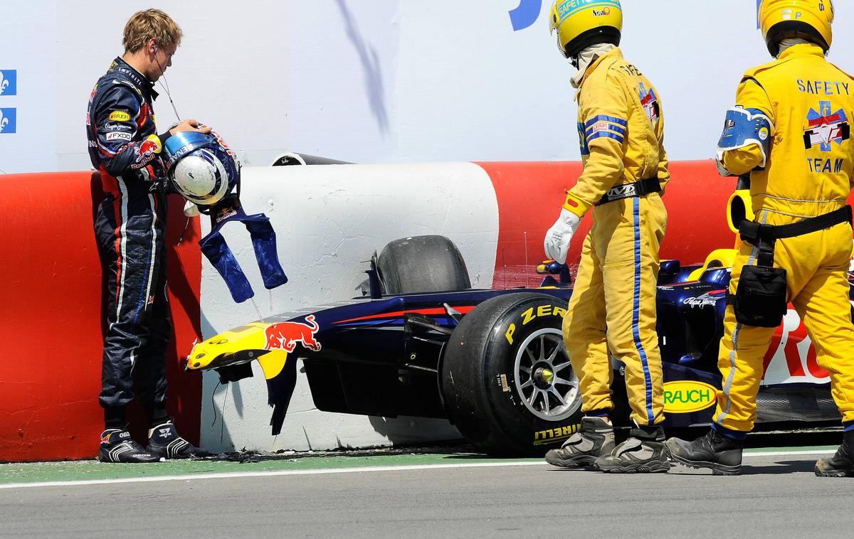 Montreal Sebastian Vettel 2011 | Tudi prvaki niso odporni proti zahrbtni zadnji šikani, kjer jih čaka "zid prvakov". Sebastian Vettel leta 2011. | Foto Guliverimage