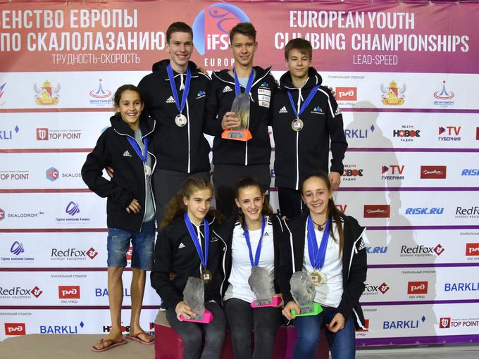 Slovenski športni plezalci so se z evropskega mladinskega prvenstva vrnili s šestimi medaljami, od tega dvema zlatima. | Foto: Klemen Kejžar