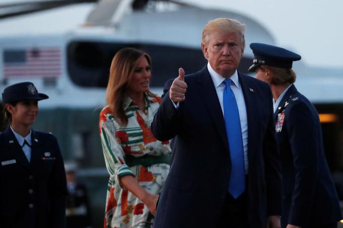 Trump z Melanio ob odhodu v Veliko Britanijo | Foto: Reuters