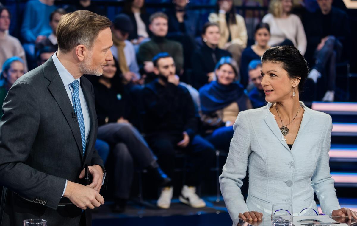 Christian Lindner in Sahra Wagenknecht | FDP Christiana Lindnerja in BSW Sahre Wagenknecht sta največji poraženki nedeljskih nemških volitev, saj se strankama ni uspelo prebiti v parlament. | Foto Guliverimage