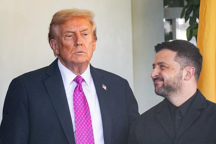Donald Trump in Volodimir Zelenski | Zelenski je po srečanju s Trumpom novinarjem povedal, da se Rusija boji tomahawkov, vendar pa je sam "realist" glede možnosti, da jih bo dobil od ZDA. | Foto Reuters