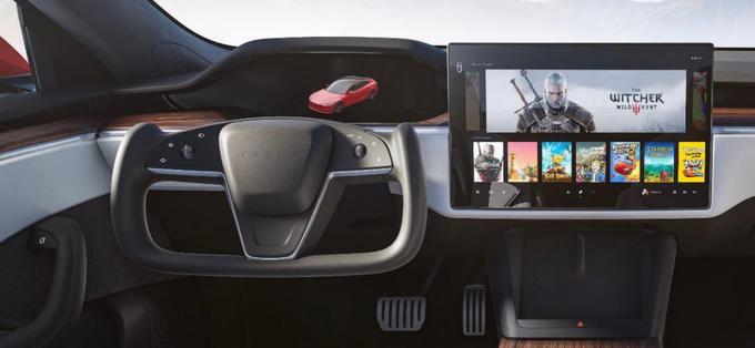 Teslina model S in X z novim volanskim obročem, a tudi vodoravno postavljenim zaslonom na dotik | Foto: Tesla