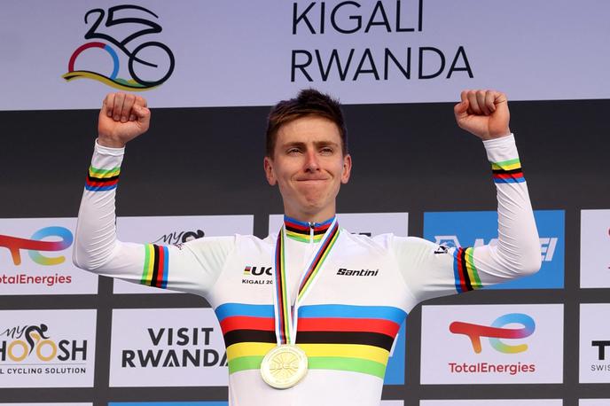 Tadej Pogačar, SP Kigali 2025 | Tadej Pogačar je šele osmi kolesar v zgodovini, ki je ubranil naslov svetovnega prvaka. | Foto Reuters