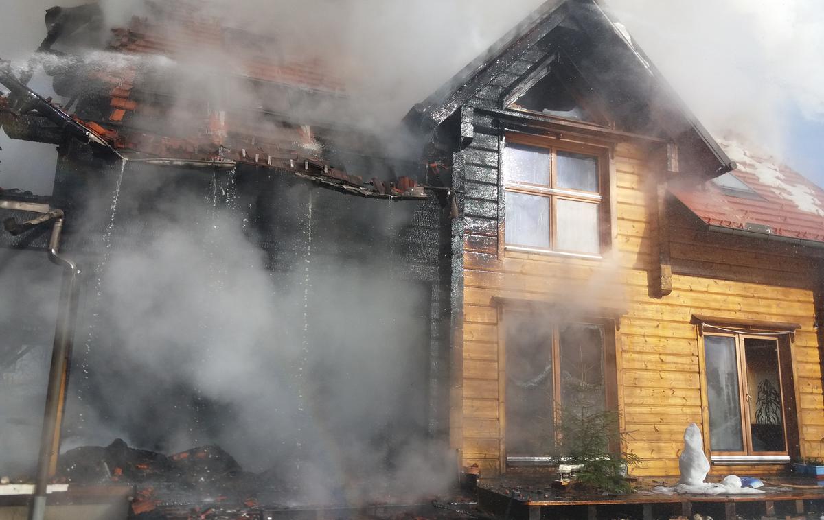 Požar v Bovcu | Požar je hišo tako uničil, da je neprimerna za bivanje. | Foto Občinski štab CZ Bovec