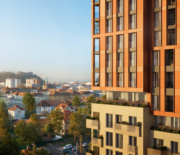 Velika panoramska okna, skupne strešne terase in zunanje površine bodo stanovalcem Nordike zagotavljali visoko kakovost bivanja in močan občutek skupnosti.  | Foto: Corwin