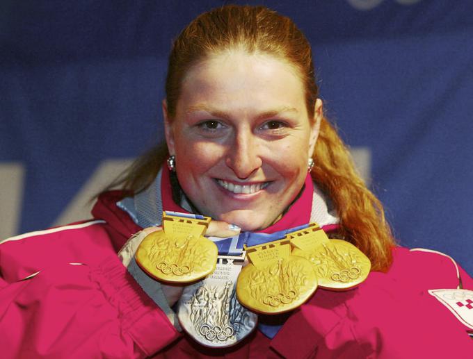 Janica Kostelić je na olimpijskih igrah v Salt Lake Cityju leta 2002 osvojila štiri olimpijske medalje.  | Foto: Getty Images