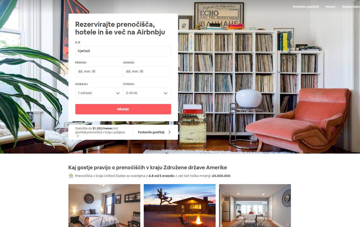 Airbnb slovenščina | Foto zajem zaslona