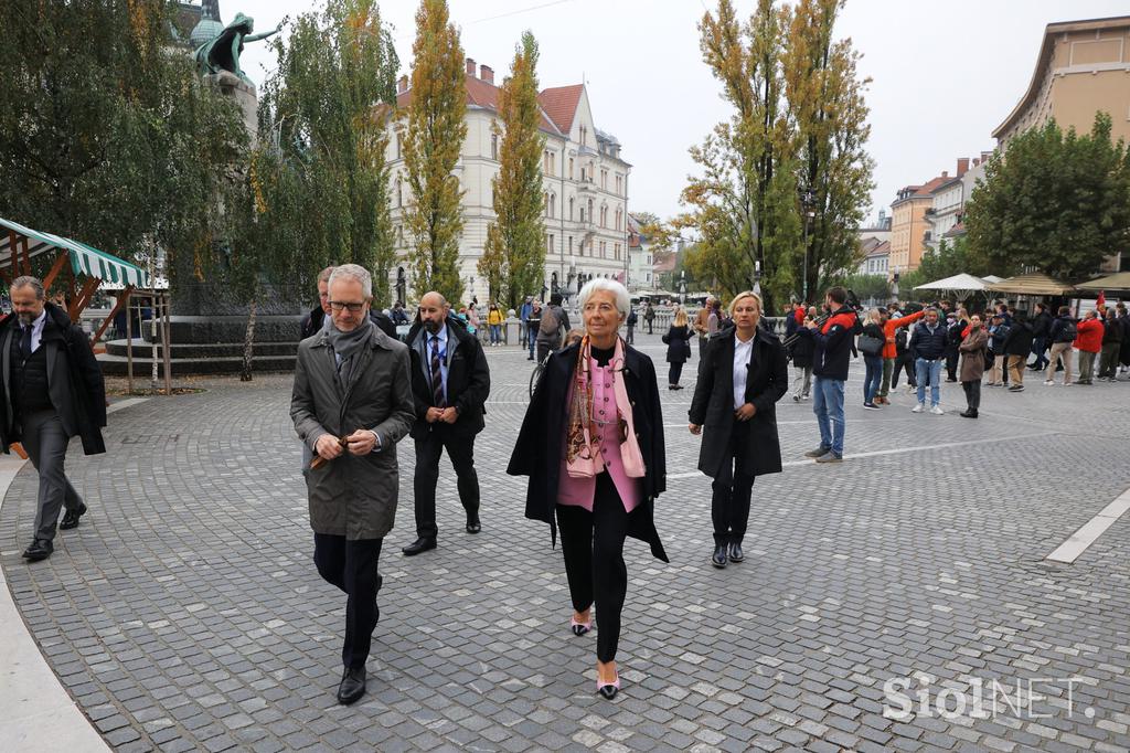 Christine Lagarde na obisku ljubljanske tržnice