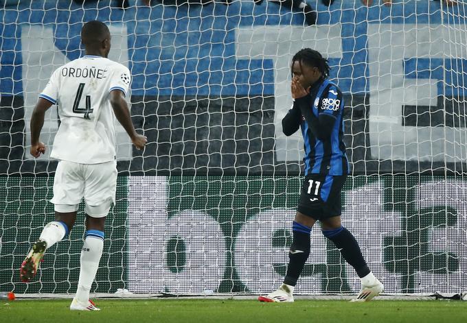 Ademola Lookman, strelec edinega gola za Atalanto, je zapravil strel z bele točke v 61. minuti. | Foto: Reuters