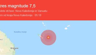 Novo Kaledonijo stresel močan potres, izdali opozorilo pred cunamijem